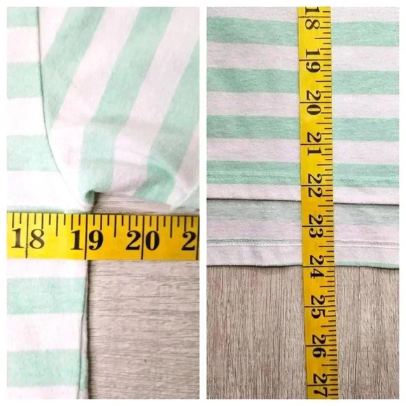 Arizona Green White Striped Hi-Low Sequin Flamingo Short Rolled Sleeve Size XL - Picture 4 of 9